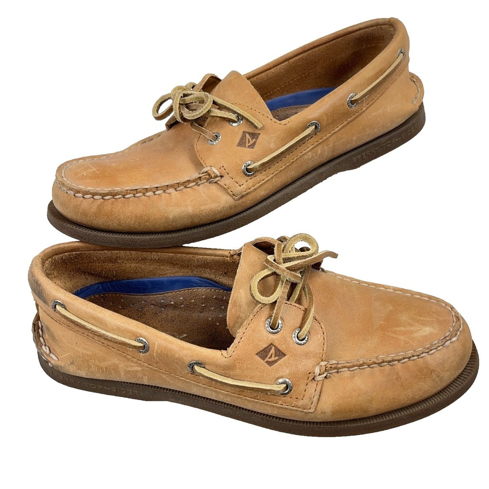 Sperry Authentic Original 2-Eye Boat Shoes Mens 10 M Slip On 0197640 Leather Tan